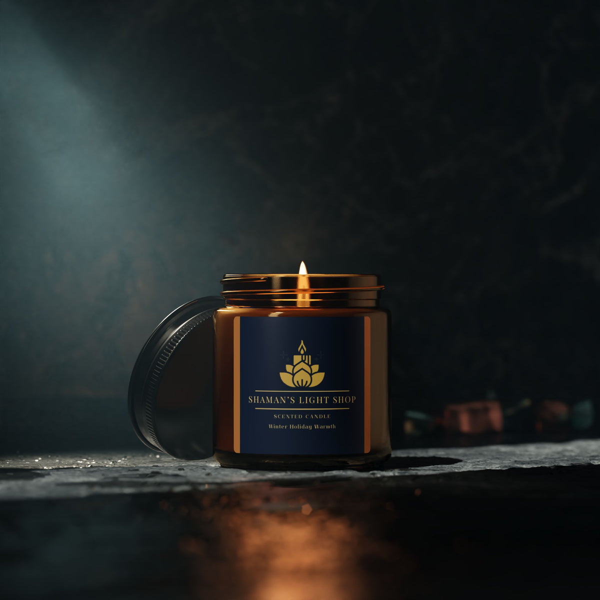 Winter Holiday Warmth Scented Soy Candle (Amber Jar)