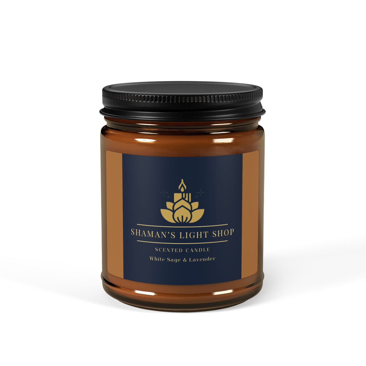 White Sage + Lavender Scented Soy Candle (Amber Jar)